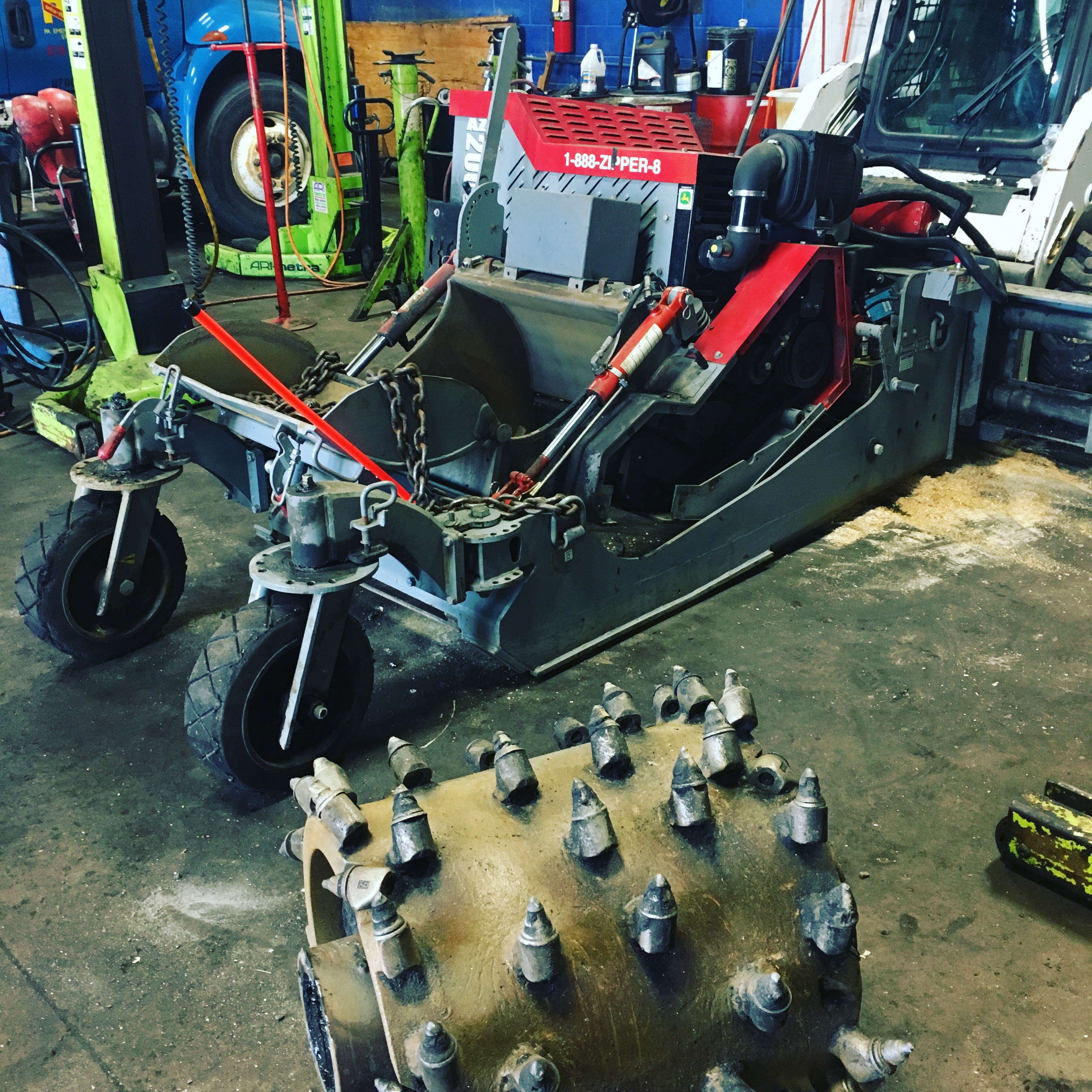 Heavy equipment hydraulic repair at R J Hallisey Truck Repair shop in Wakefield MA