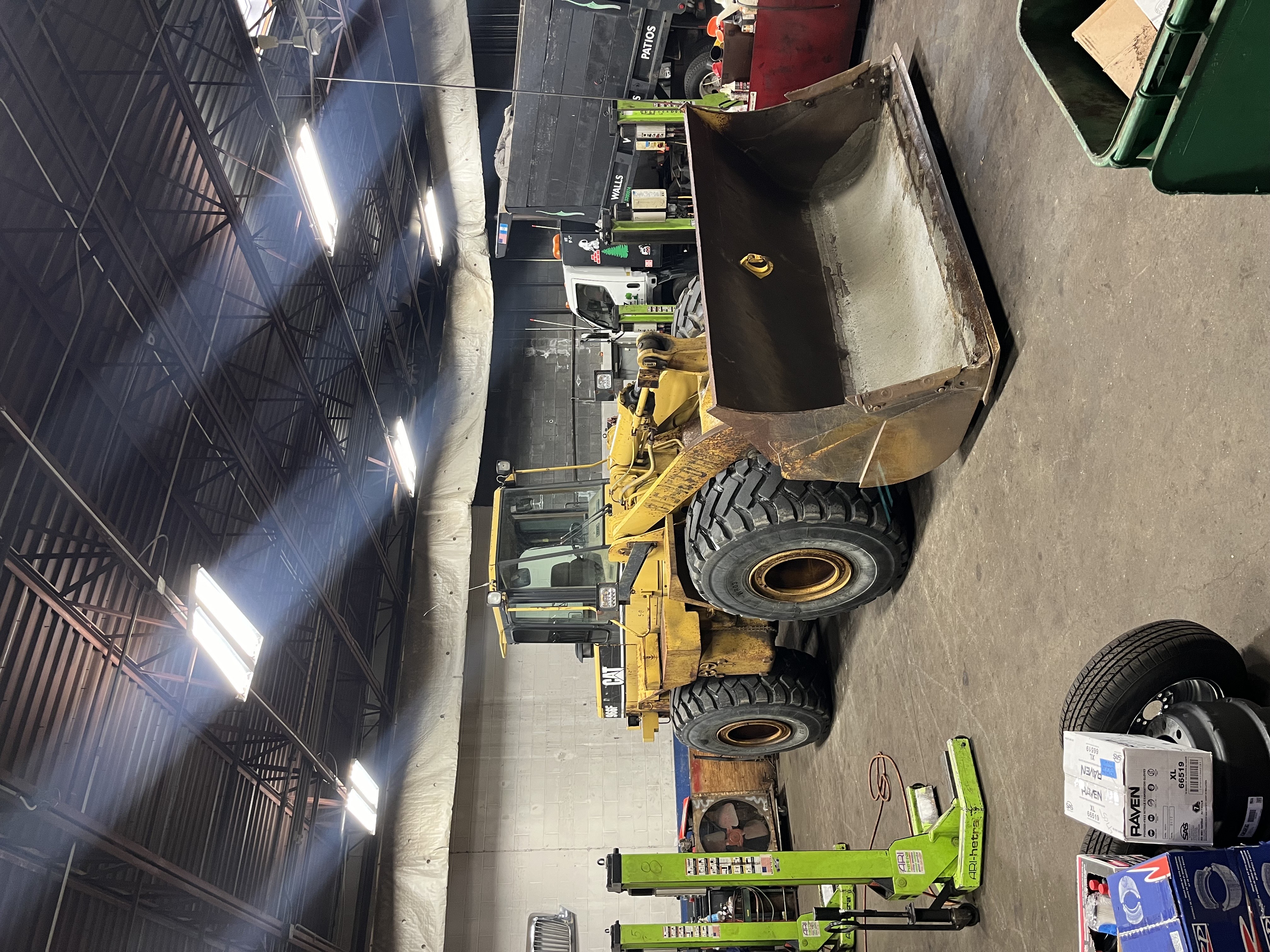 Caterpillar wheel loader serviced at R J Hallisey commercial vehicle repair shop